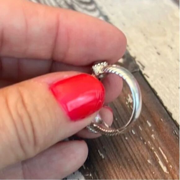 *Judith Ripka* 🌺COQUETTE🌺 Sz 6.75 925 SS Wrapped-Pearl Triple Cable Band Ring - Picture 9 of 13